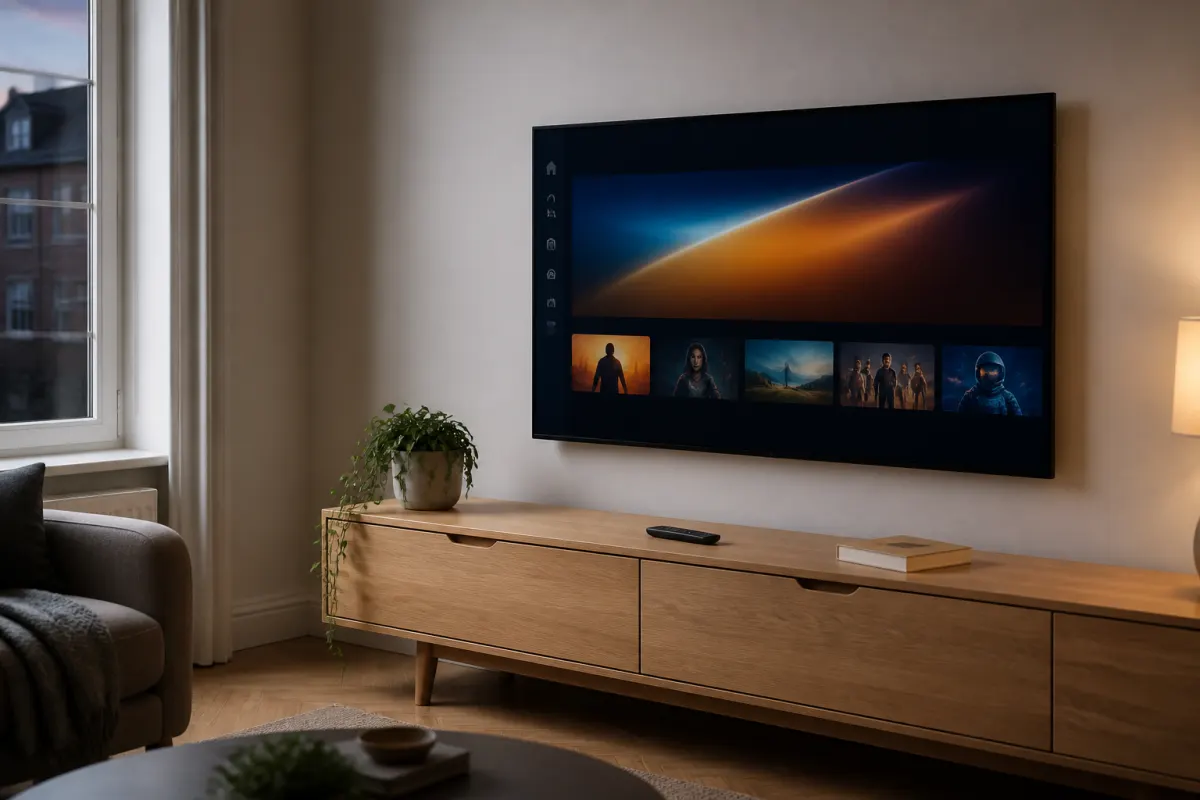 Living room TV ready for Best Canada IPTV setup